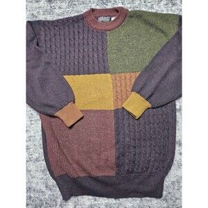 Bugatchi Colorblock Cable Knit Wool Acrylic Blend Sweater Men's Size XL